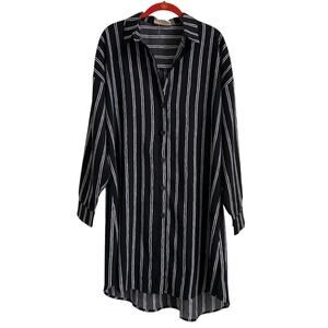 Savanna Jane Striped Shirt Dress Medium